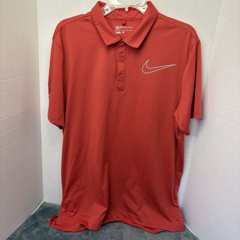 Nike Golf DRI-FIT Polo Red Moisture Wicking Sz LARGE Charleston Nationals
